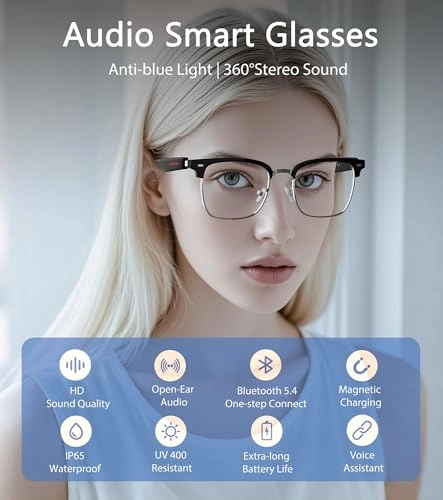 AI Smart Glasses - 116 Languages Bluetooth 5.4 UV400