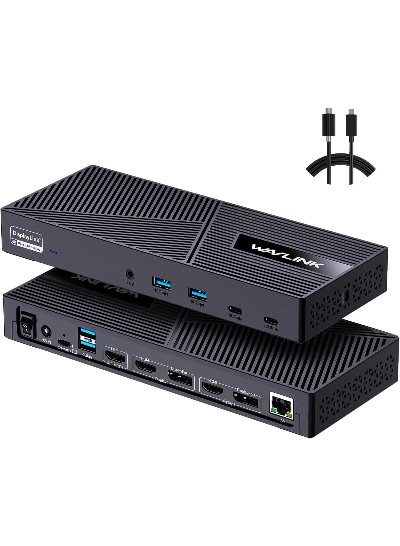 WAVLINK DisplayLink USB-C Triple Display Docking Station - USB-C Windows & More