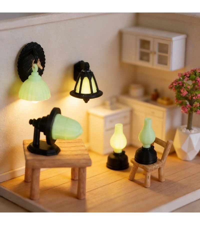 Generic Vintage Table Lamp - Miniature White Conical Shade Golden Base