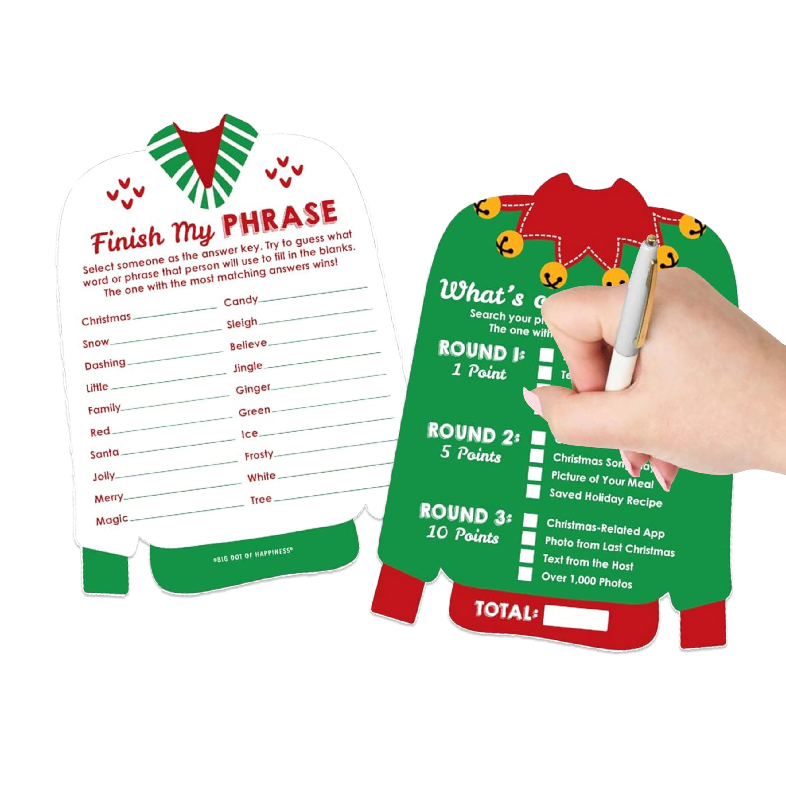 Big Dot of Happiness, LLC Ugly Sweater Activity Duo Games - 20 Count Holiday Party