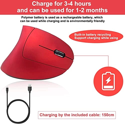 Ergonomic Vertical Wireless Optical Mouse - USB