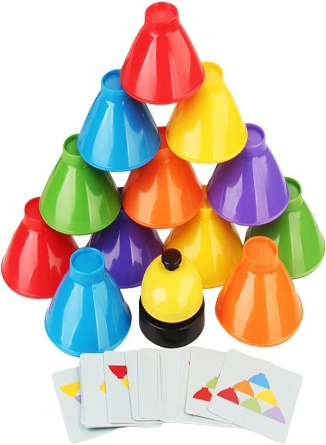 Woodlebee Stacking Game - Multicolour Plastic Cones Pattern Cards