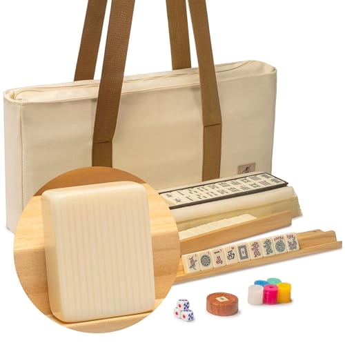 Yellow Mountain Imports American Mahjong Set - Ivory Stripes 166 Tiles