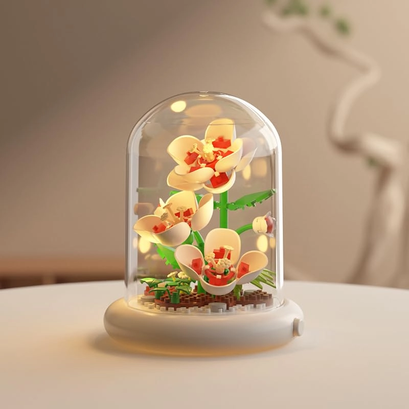 Botanical Flower Micro Blocks Set - Chrysanthemum,Peony and Hibiscus Syriacus 550 pcs