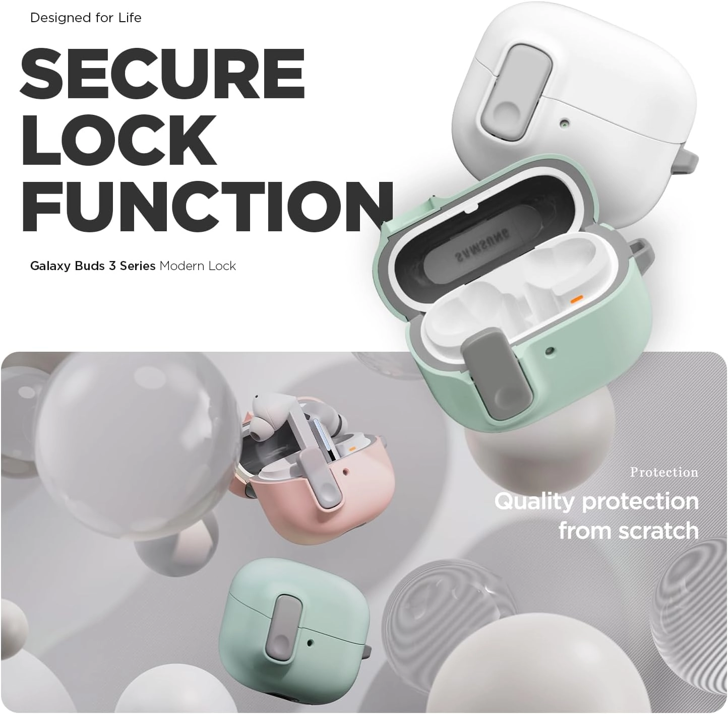 Case for Samsung Galaxy Buds3 and Galaxy Buds 3 Pro - Secure Lock