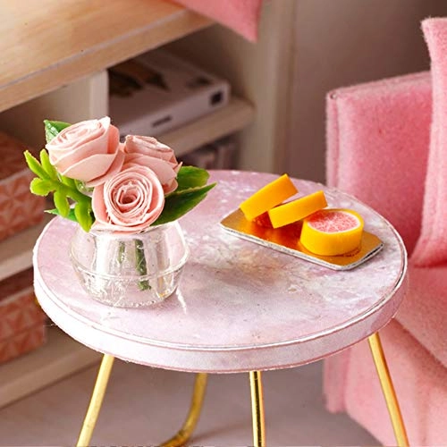 DIY Miniature Dollhouse Kit - 3D Pink LED Lights