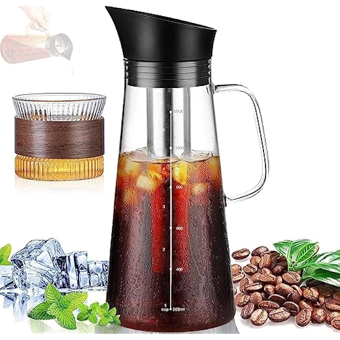 Cold Brew Coffee Maker - 12L Glass Dual Stainless Steel Mesh Removable Filter