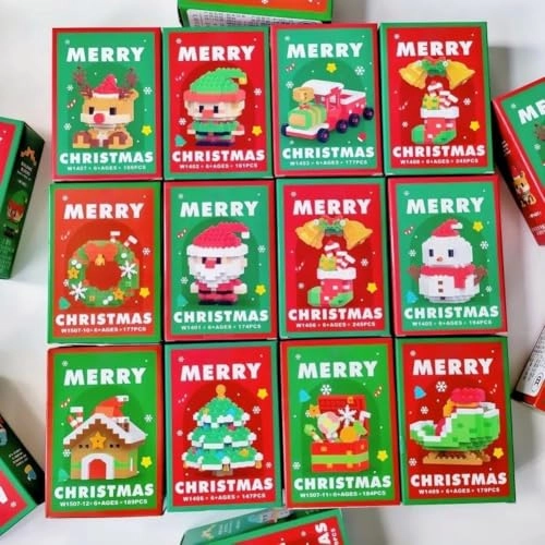 Christmas Building Blocks - Santa Claus Reindeer Snowman 6 pcs