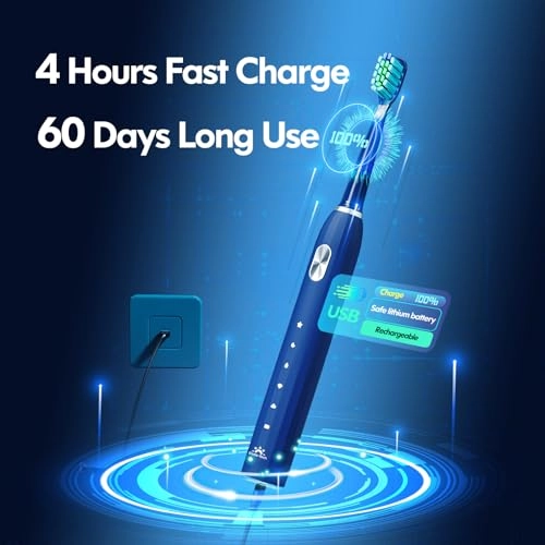 Sonic Toothbrush - 5 Cleaning Modes 9 Brush Heads