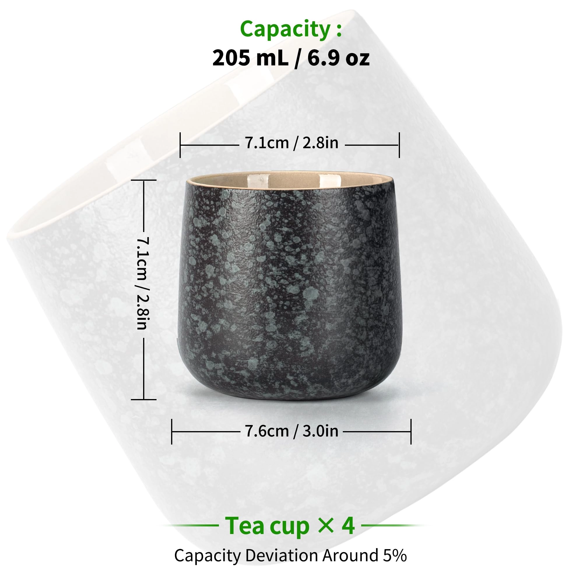 Japanese Tea Cup - 4 pcs - Modern - 205 ml