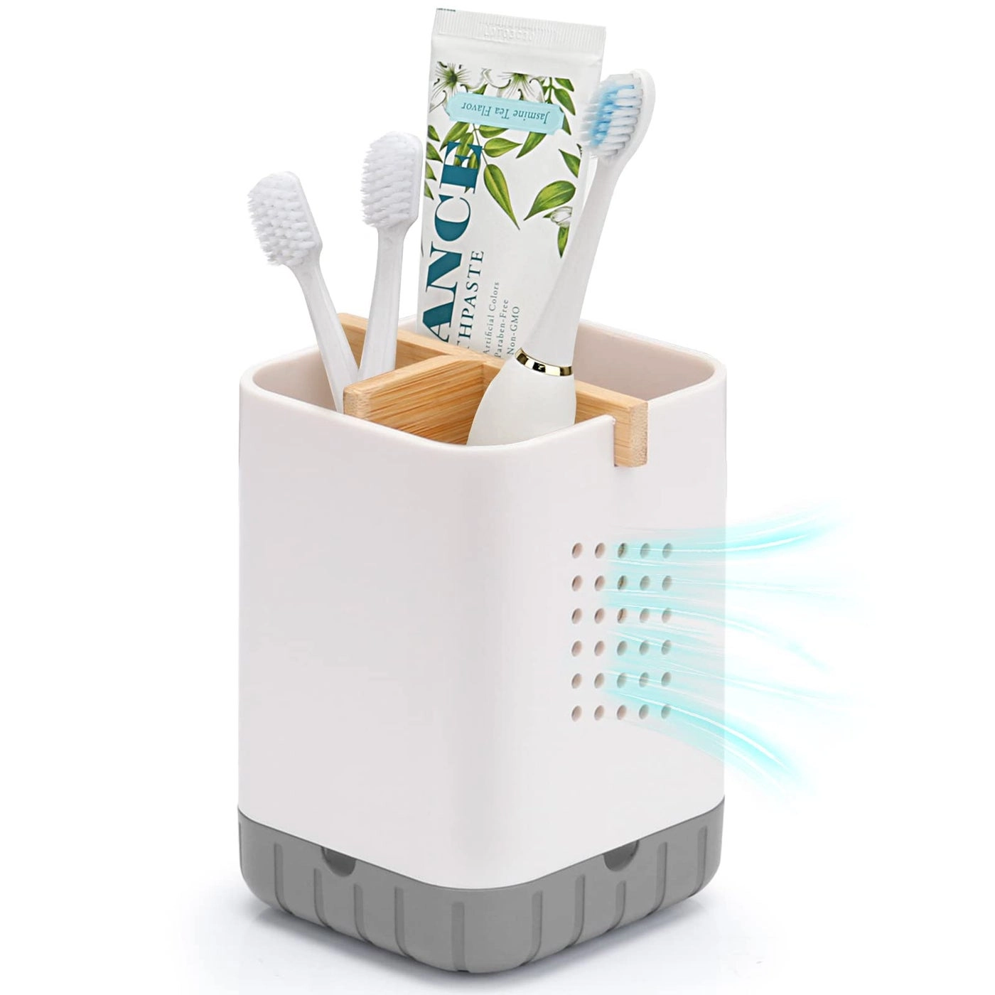 Toothbrush Holder - Black Bamboo Divider