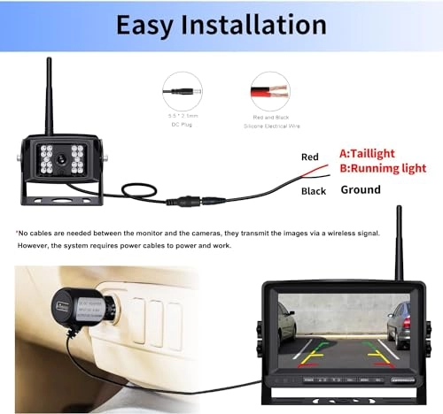 Digital Wireless 2 Backup Camera System - Night vision Wireless + 7’’ DVR Split Monitor - 7 Inches Touch Button