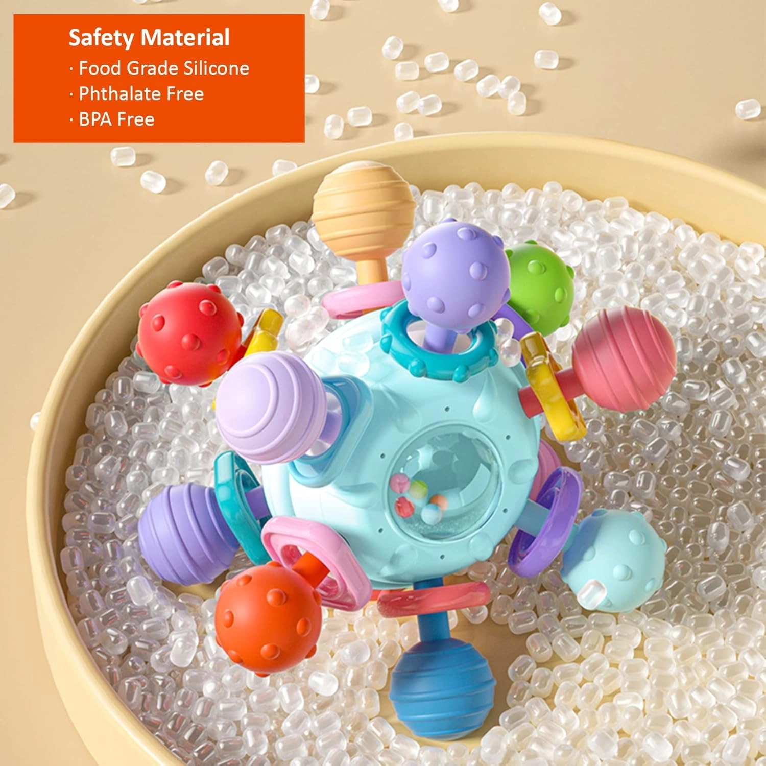 2 in 1 Teether - Beech Wood, Silicone