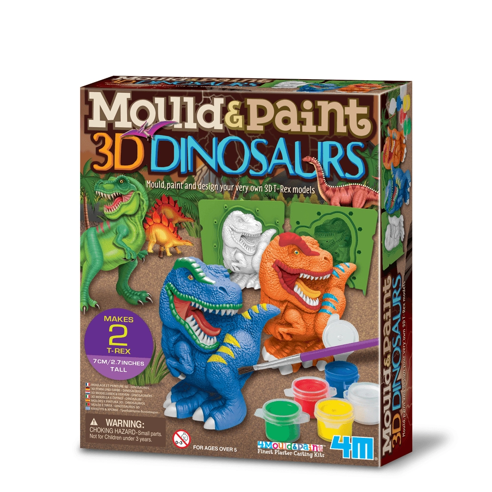 4M Mould & Paint Craft Kit - 3D Dinosaurs - Suitable for 5 years & above