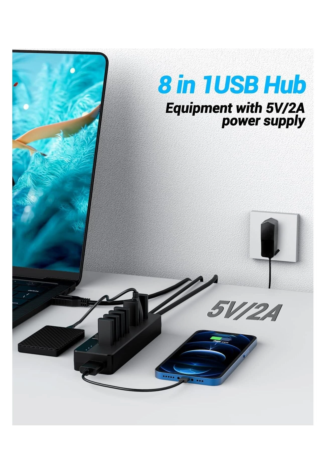 USB 3.0 Hub - 6-Port 5Gbps 3.3ft Cable