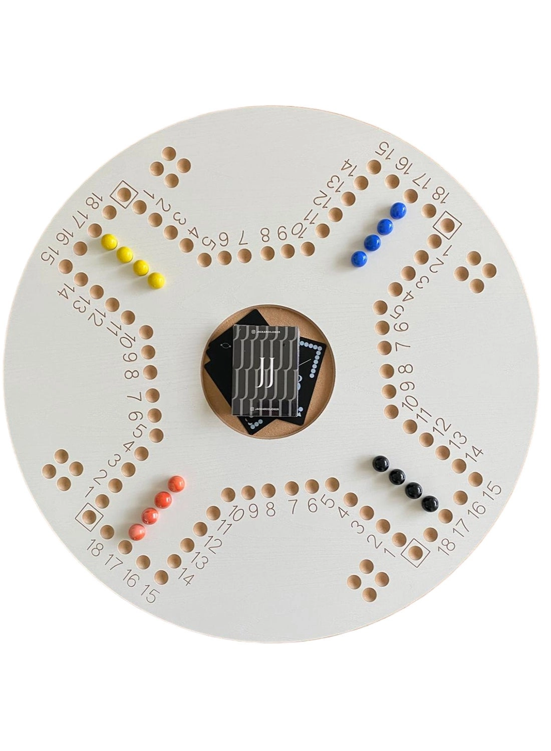 wahoo - Wooden 16 Colored Glass Marbles