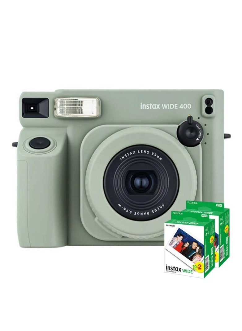 Instax Wide 400 - Sage Green + Instax Wide Instant Film - 40 Sheets