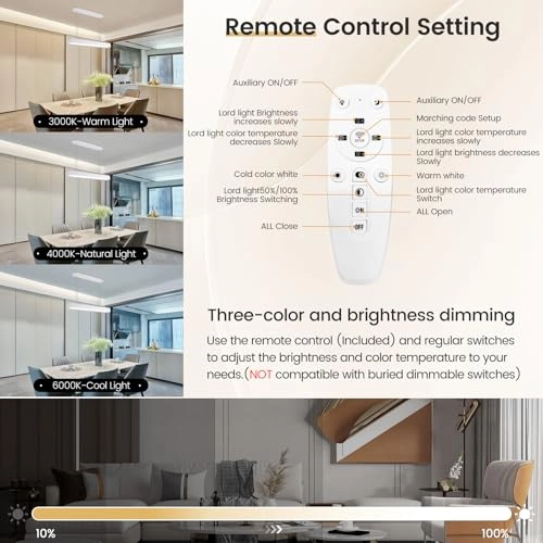 Round LED Chandelier - 3000K–6000K Dimmable