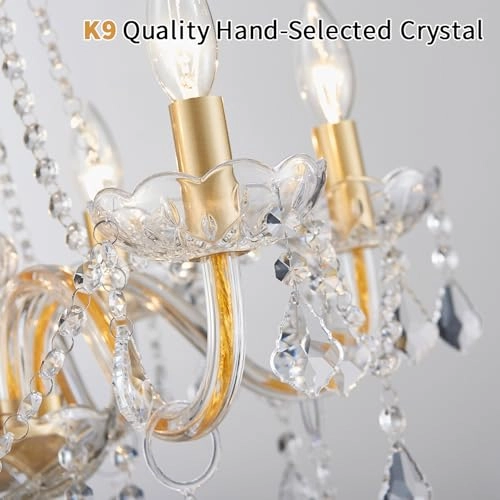 K9 Crystal Chandelier - 6-Lights 27"H 22"W Gold
