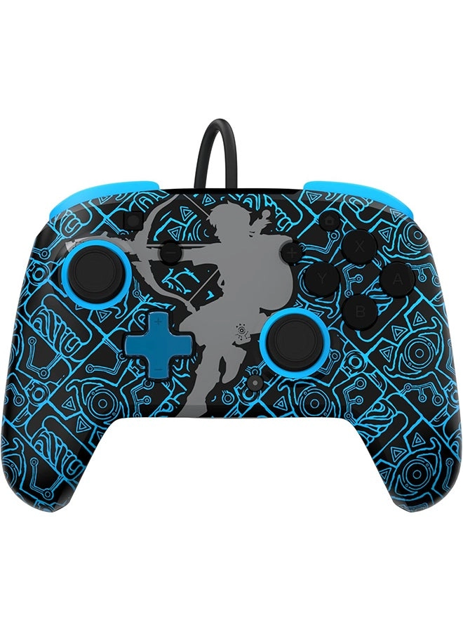 PDP Nintendo Switch Sheikah Shoot Rematch Glow Wired Controller Black/Blue
