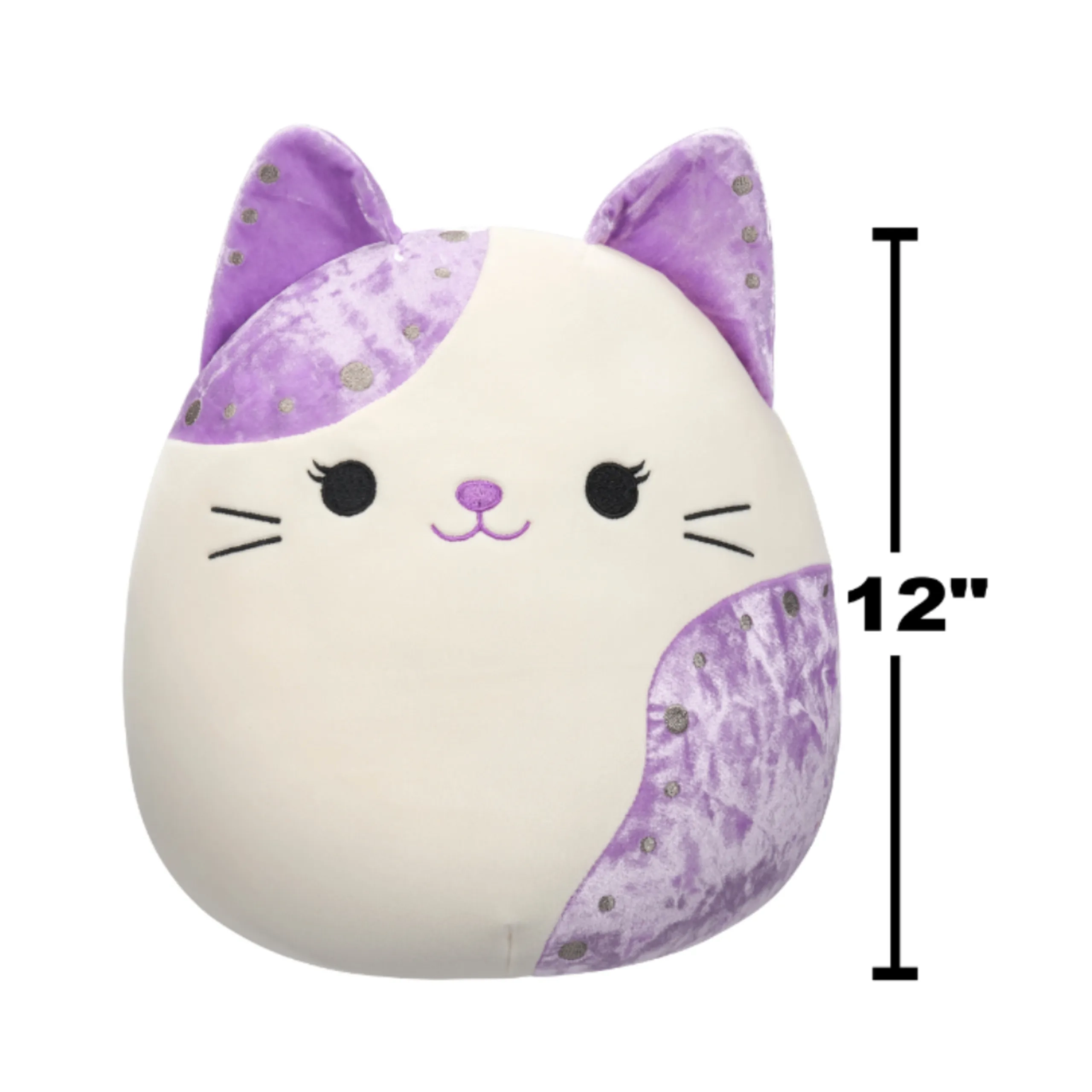 White Velvet Cat - Purple Ears 12 Inch