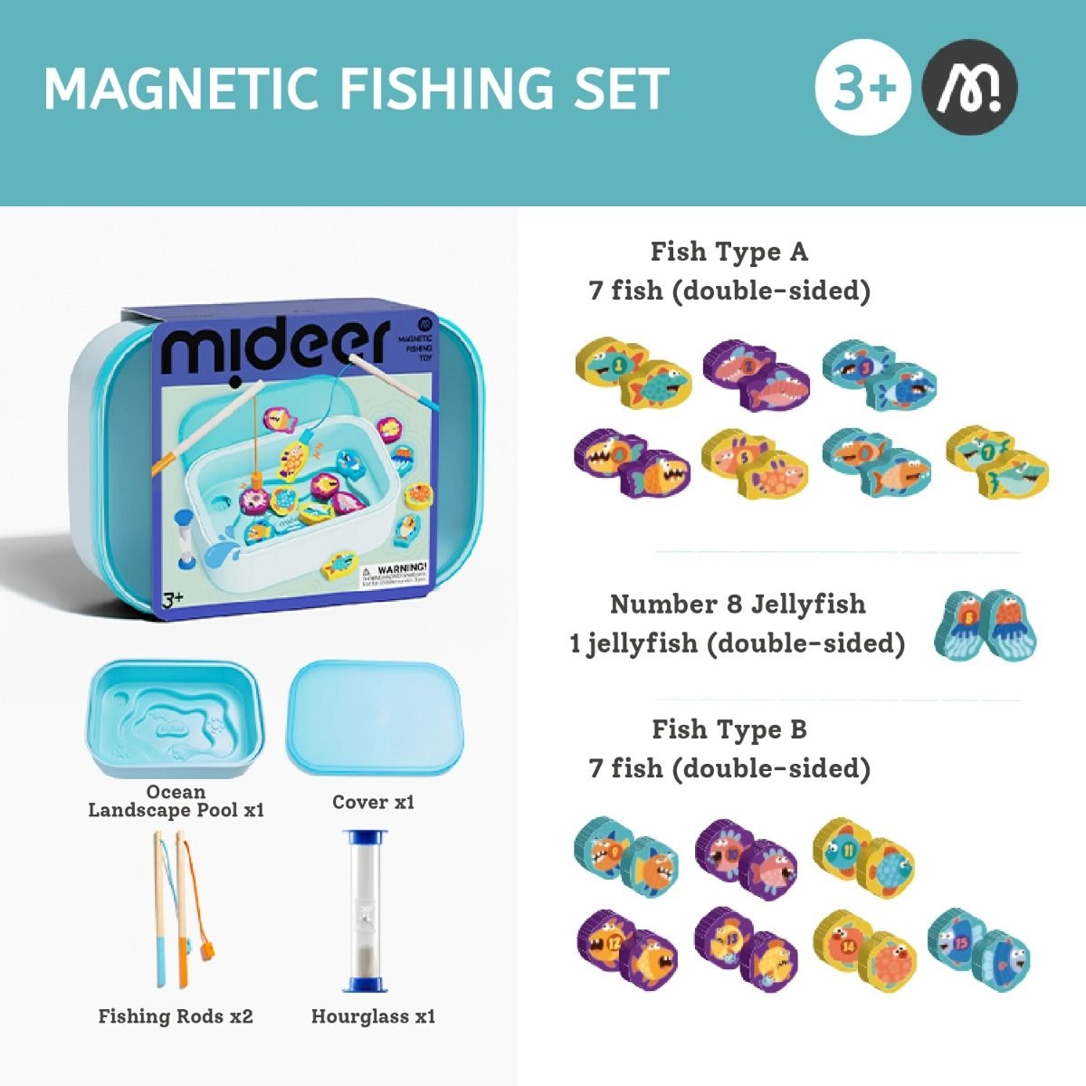 Magnetic Fishing Toy Set - Suitable for 3 years & above 20 pieces