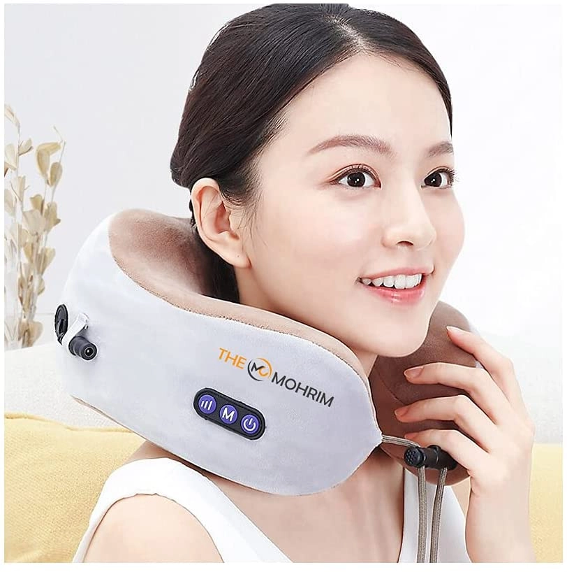ElecMart Electric U Shaped Massage Pillow - Memory Foam Core Neck Stiff & Sore Relief