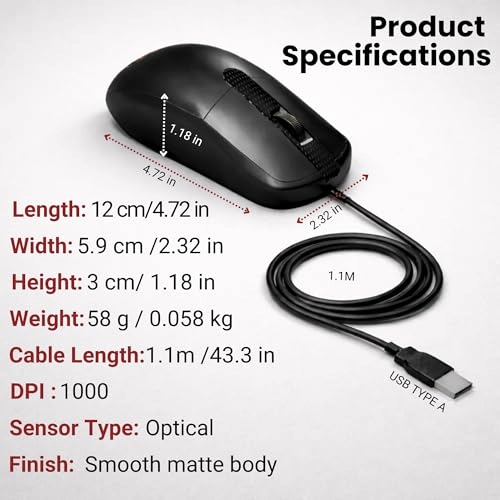 Wired Mouse - USB + Mouse Pad