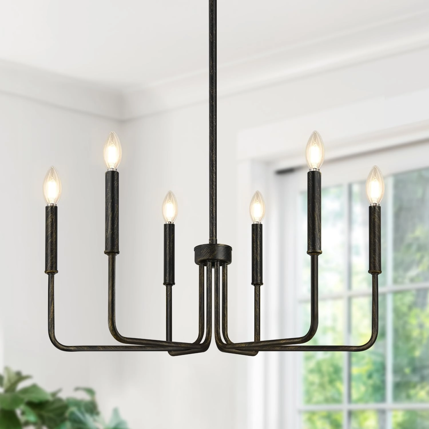 Lynnoland 6-Light Farmhouse Chandelier - Black Indoor