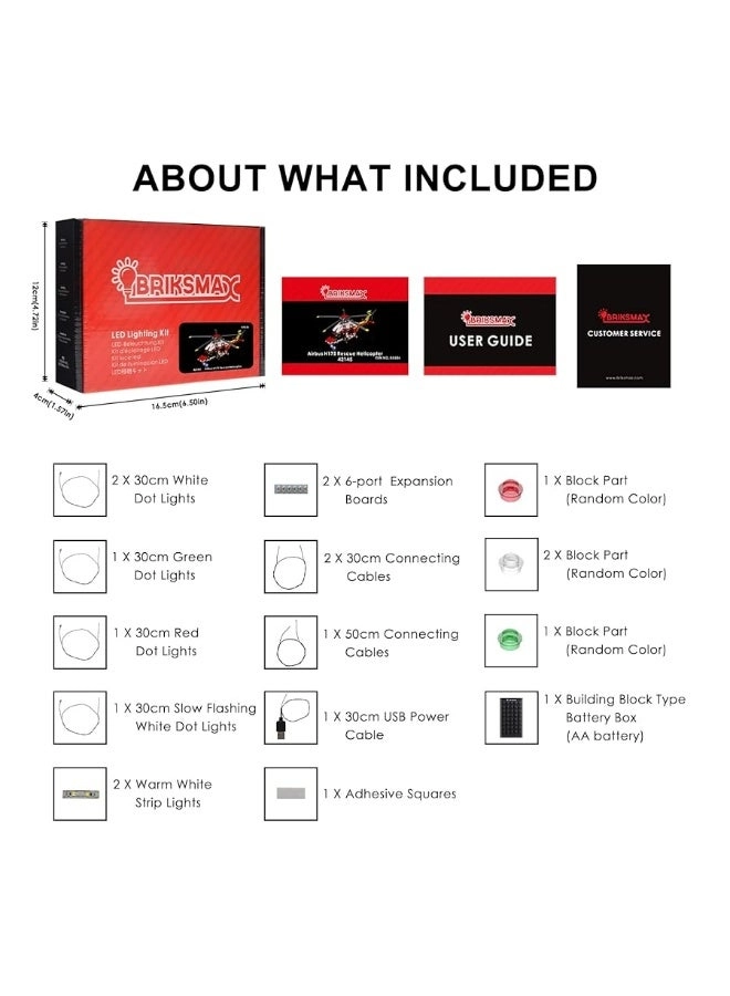 BRIKSMAX Led Lighting Kit for 42145 Airbus H175 Rescue Helicopter - Compatible with Technic building blocks LED included