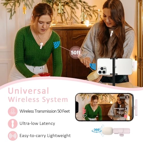 Wireless Microphone - 2 Clip on Microphones(Pink)