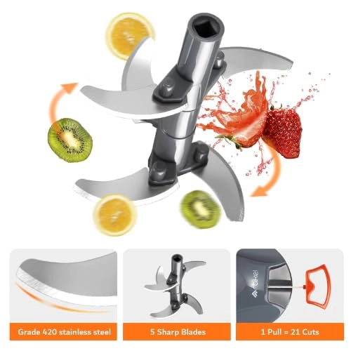 Manual Food Chopper - 900ml 5-Blade