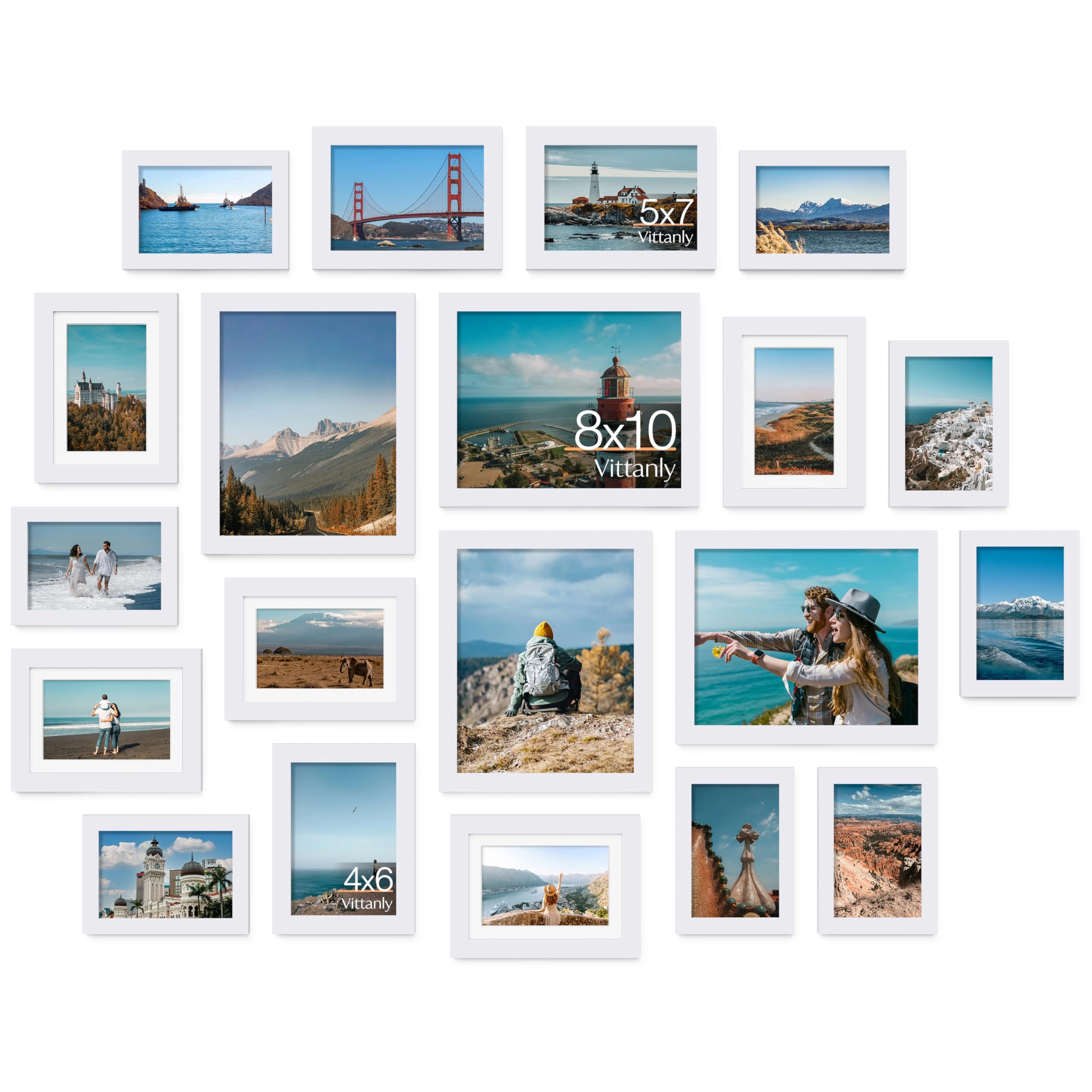 vittanly 20 Pack Picture Frames - 8x10 5x7 4x6