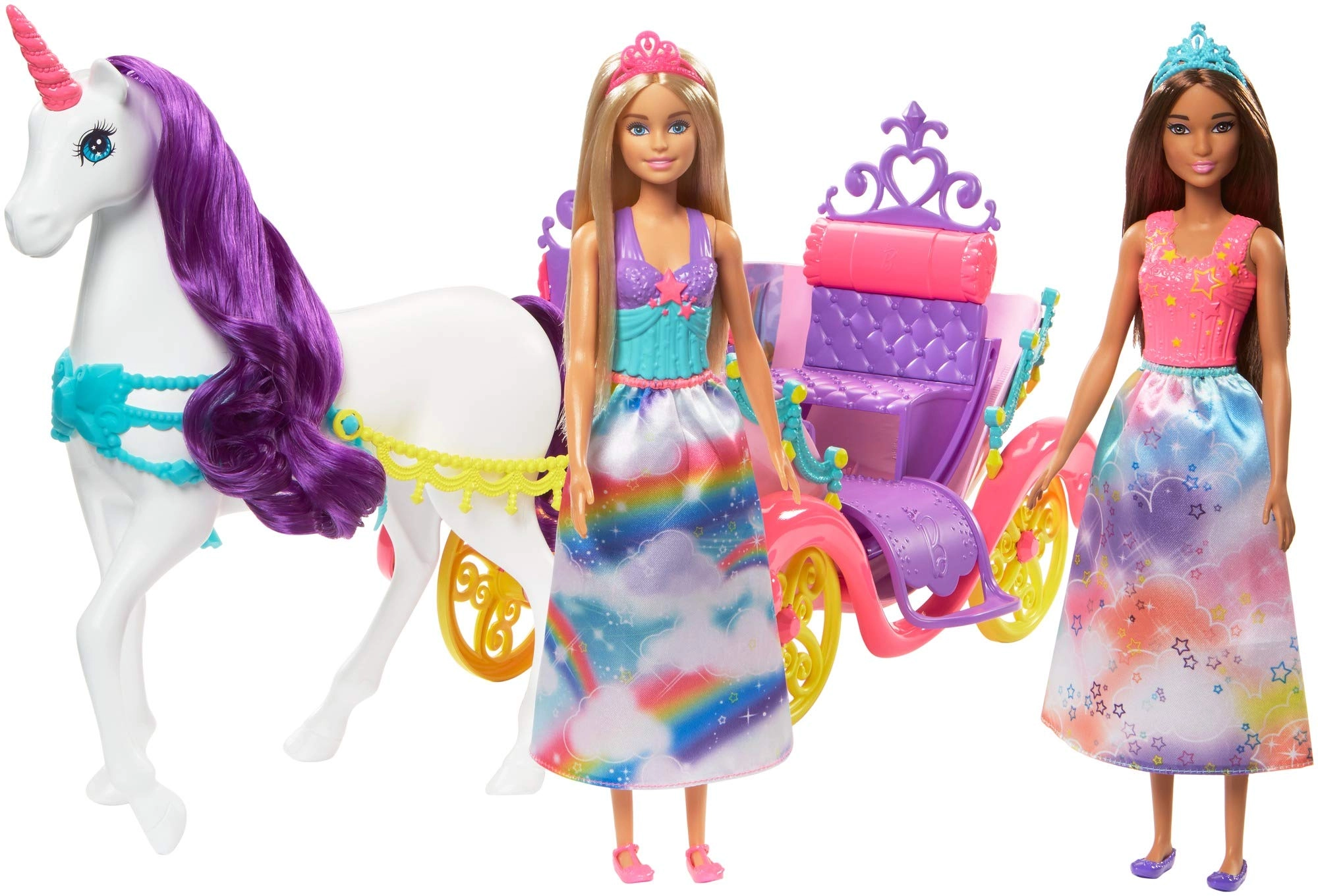 Dreamtopia Unicorn Horse Carriage - Plastic + Dreamtopia Doll - Removable Skirts Ages 36+