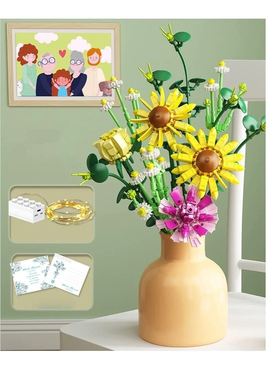 Flowers Bouquet Building Sets - Building Bricks DIY with Lights