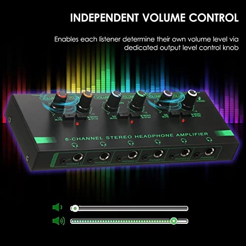 Headphone Amplifier - 6-Channel Stereo 6.35mm/3.5mm Input