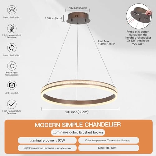 Modern LED Bedroom Chandelier - Dimmable