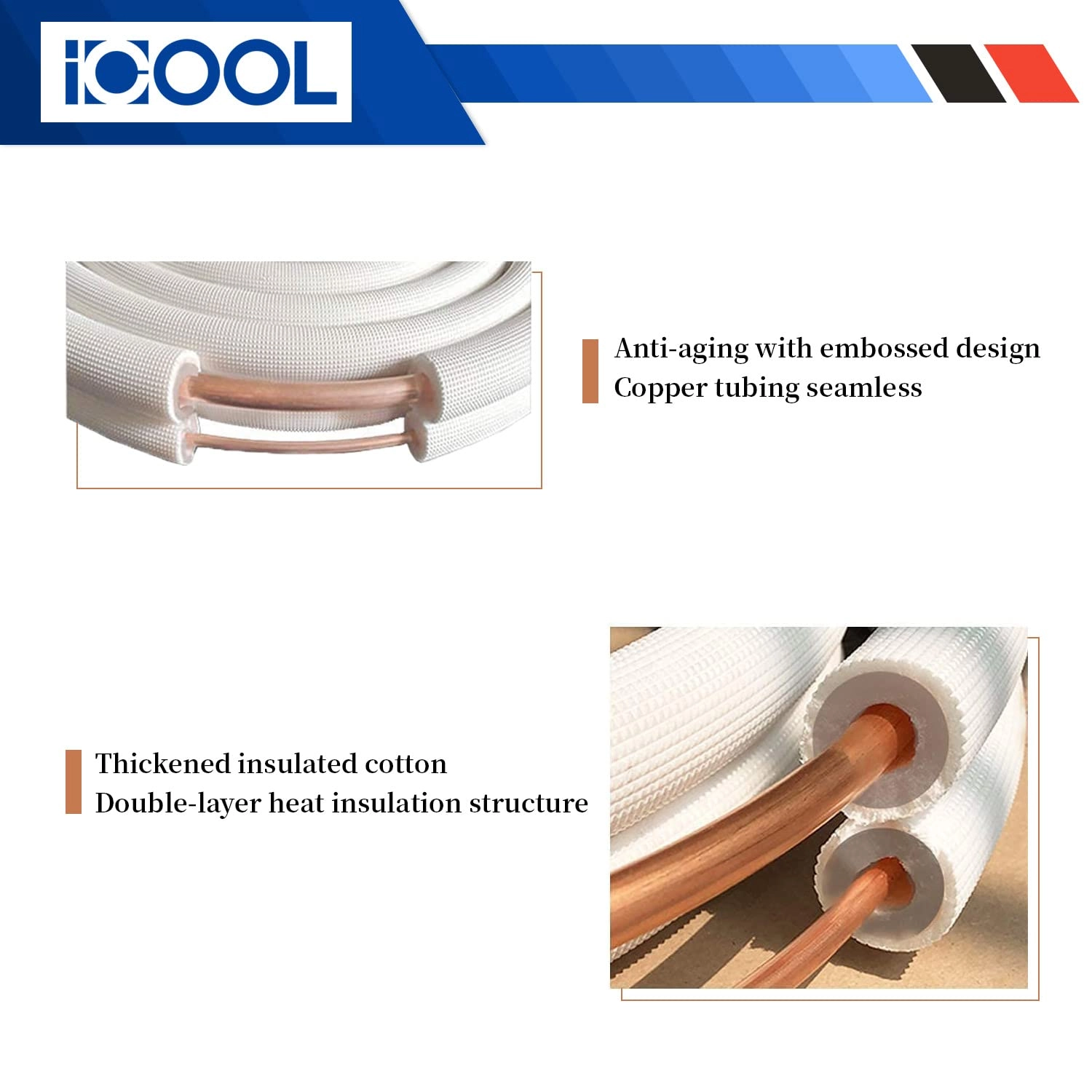 Mini Split Line Set - 1/4" & 1/2" O.D. Twin Copper Pipes