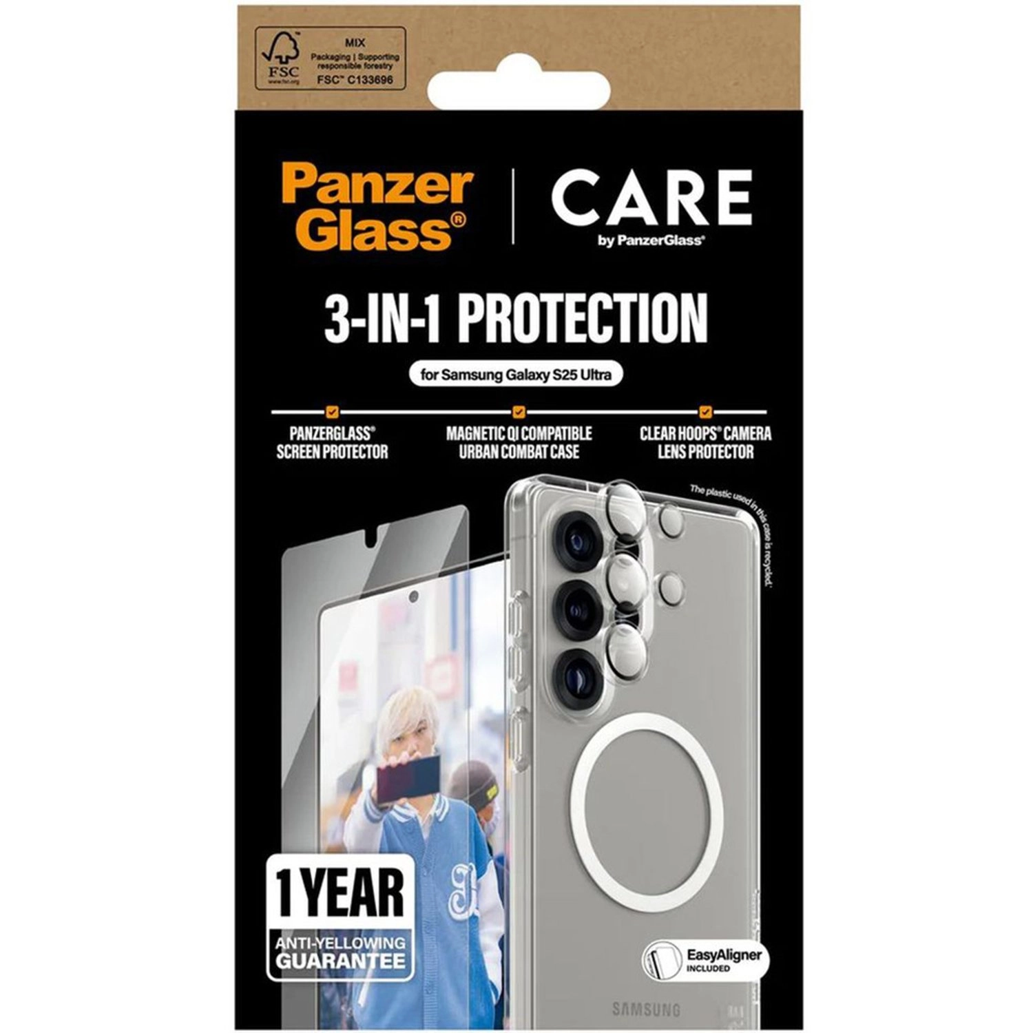 Clear Glass Screen Protector + Camera Lens Protector for Samsung Galaxy S25 Ultra