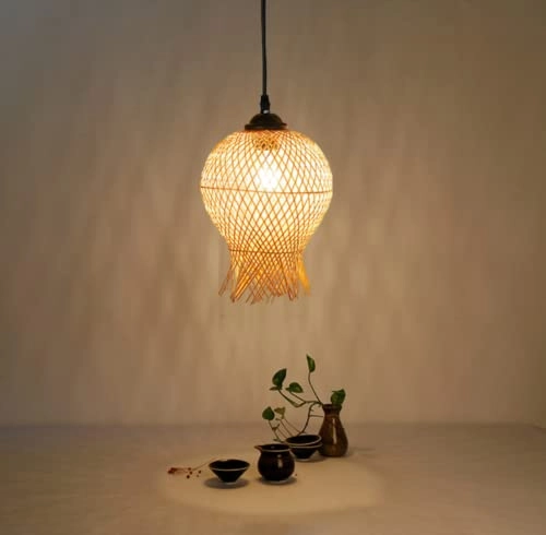Bamboo Chandelier with Fish Basket