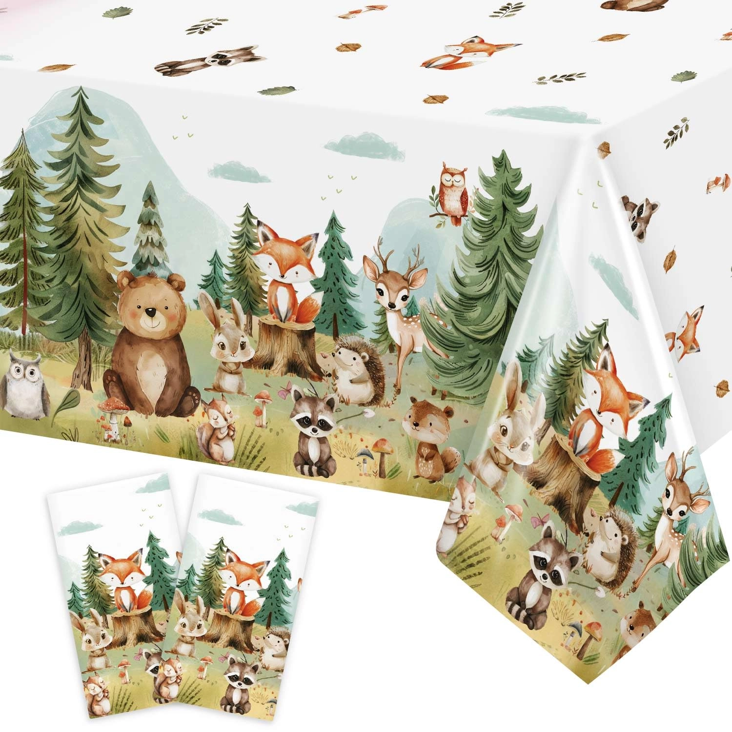 heboland Woodland Table Cloth - 2 Pack Forest Birthday
