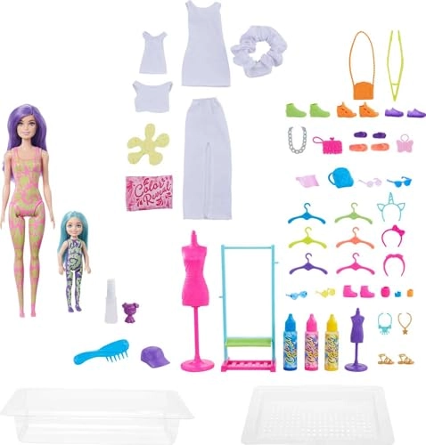 Barbie Color Reveal Tie-Dye Fashion Maker - 2 Dolls 53 Pieces Ages 48+ Gift Set