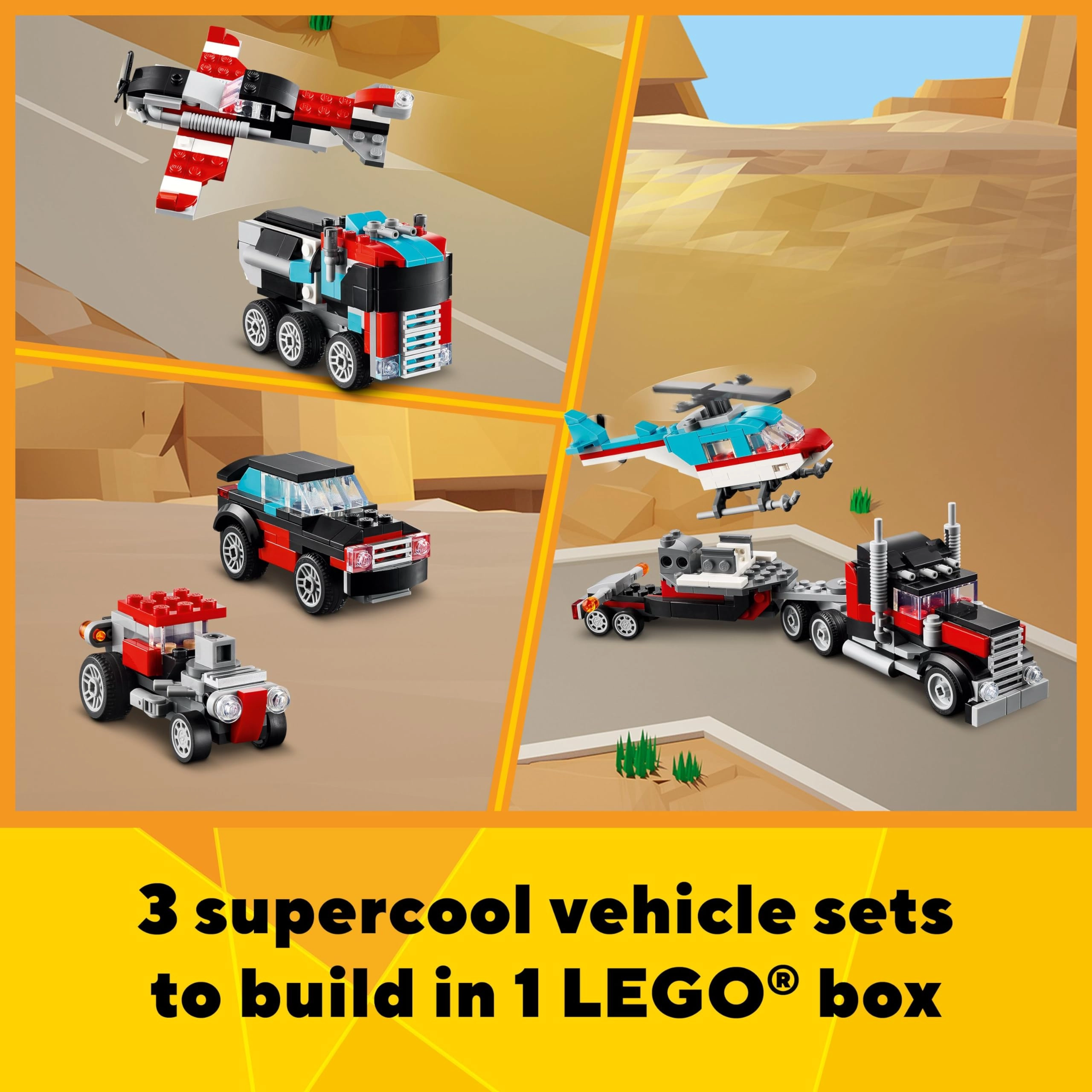 LEGO Creator Flatbed Truck with Helicopter (31146) - 3 in 1 Ages 7+