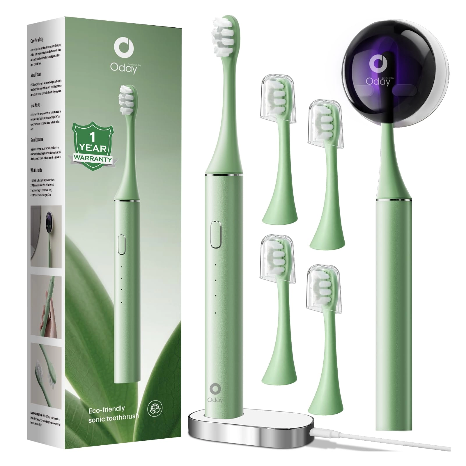 ODAY Sonic Electric Toothbrush - Wireless Charging IPX7 Waterproof 1 Month+ Battery
