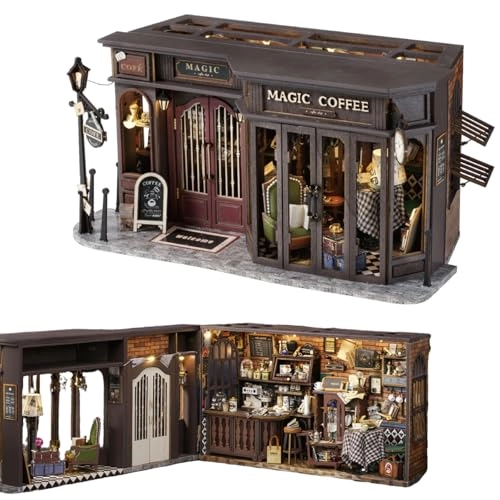 Miniature Wooden Dollhouse Building Kit - 3D Mini Coffee House