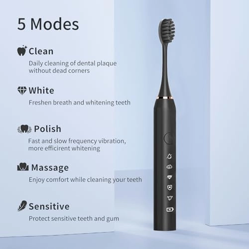 Electric Toothbrush - Ultrasonic 8 Brush Heads 5 Modes