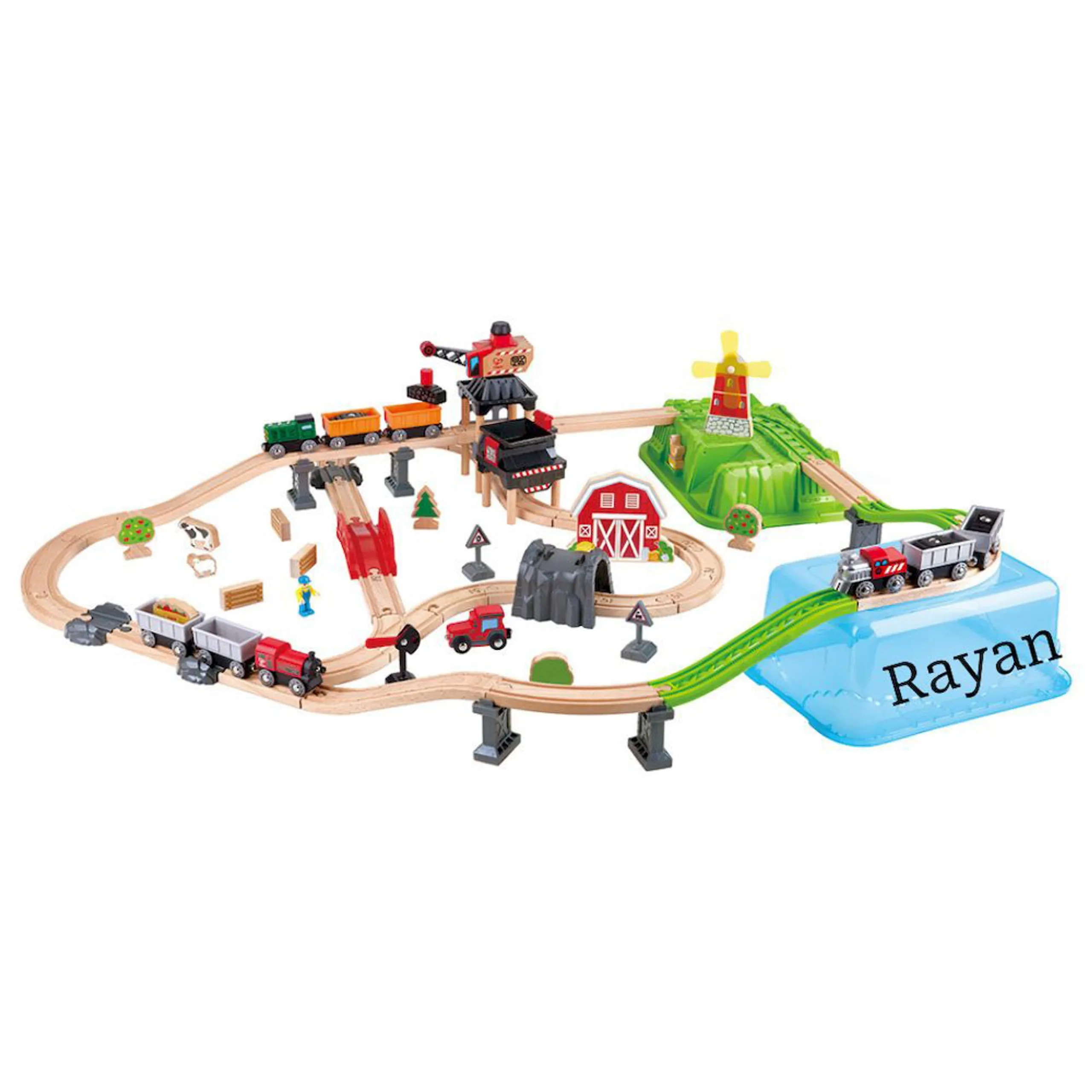 Hape Personalized Countryside Train Bucket Railway Set - 41 pcs