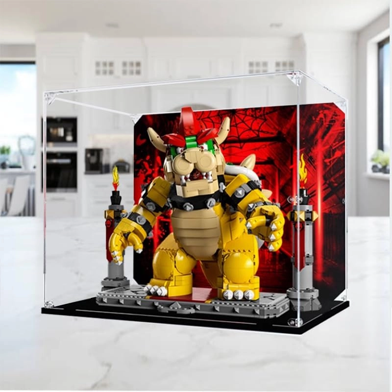 Acrylic Display Case - Compatible for LE-GO 71411 17.71 x 11.81 x13.77in Black Bottom+background