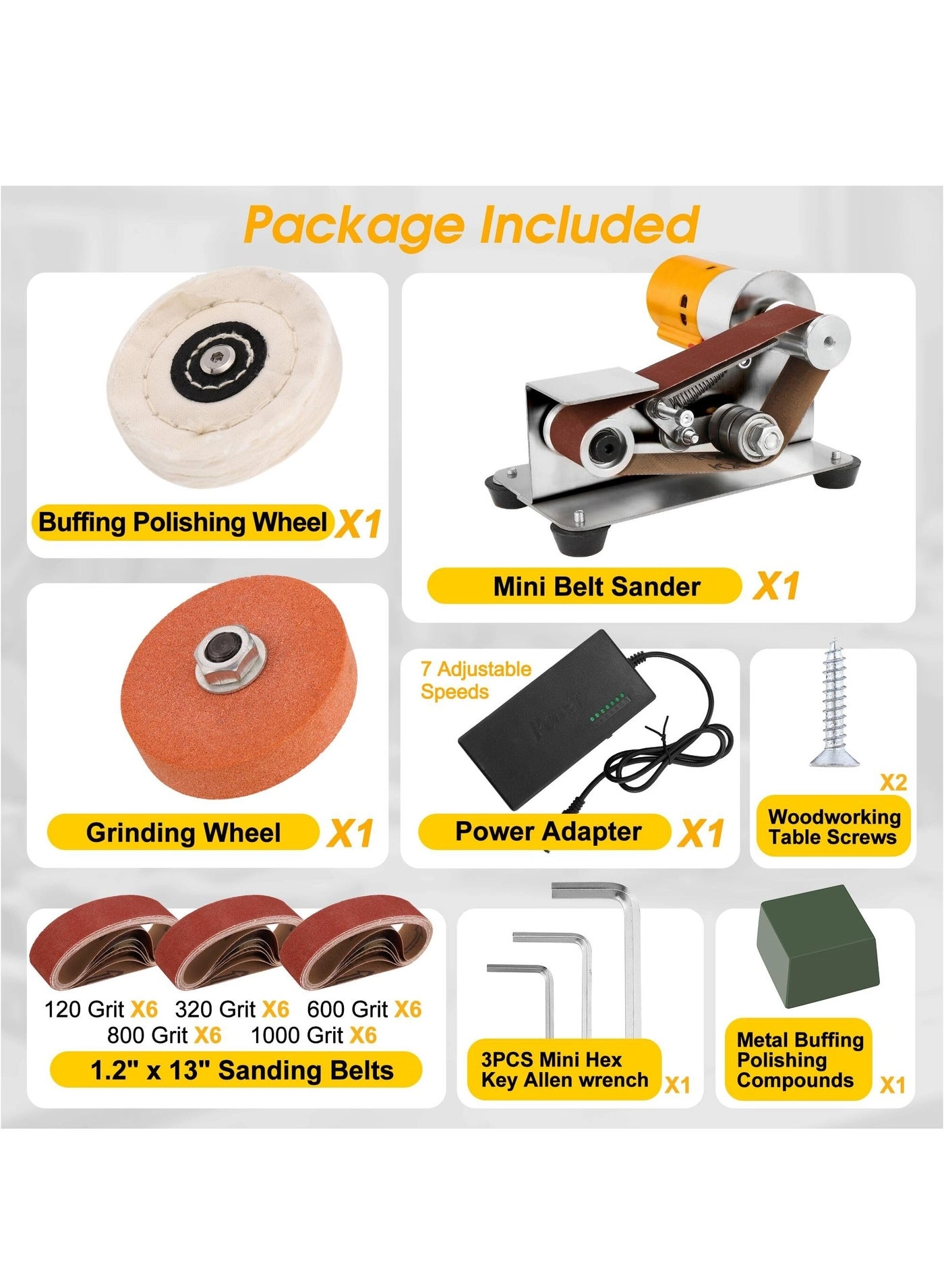Mini Belt Sander - 15 Degree 7 Speed Kit