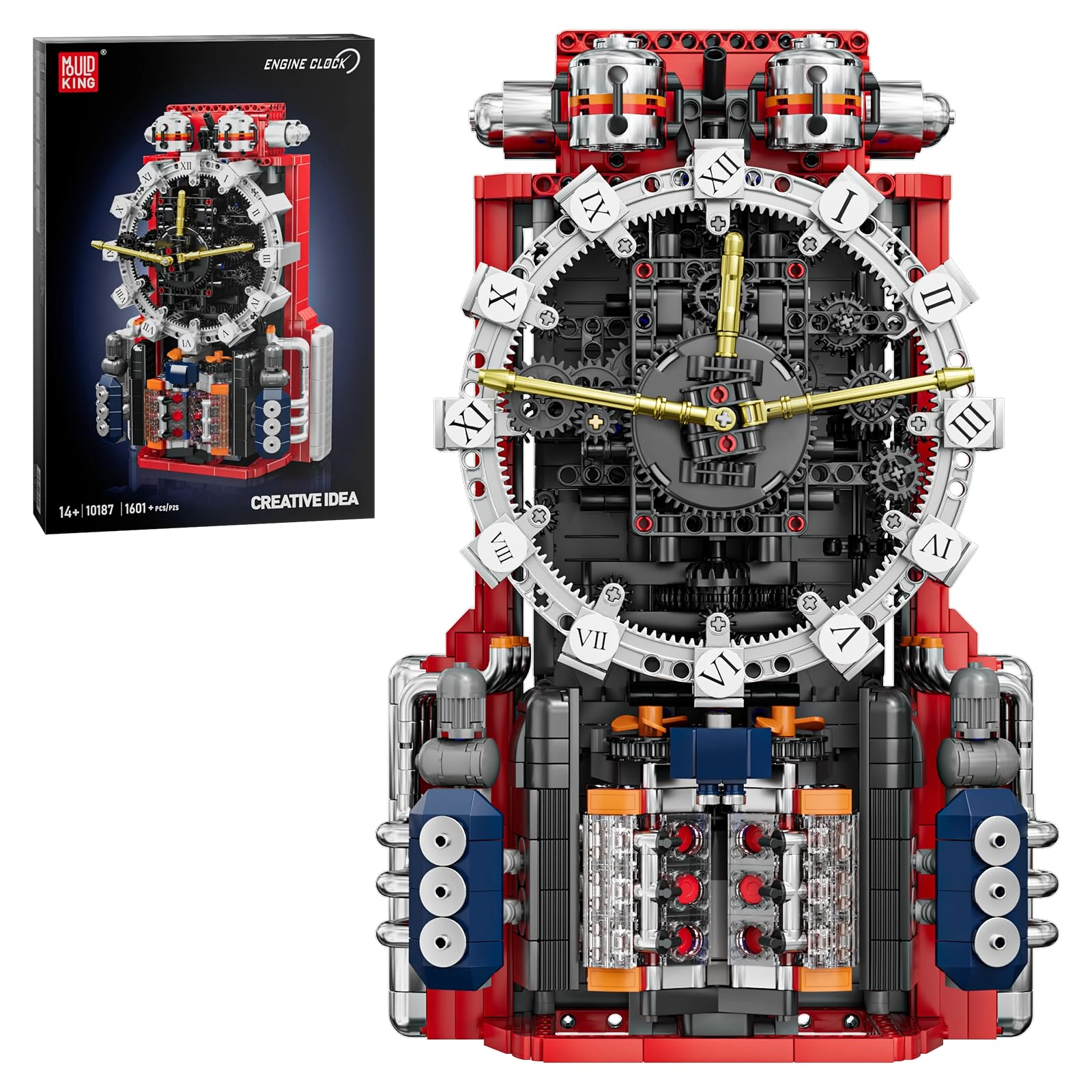 mould king 10187 Technic Mechanical Engine Clock - Remote Controlled App Control